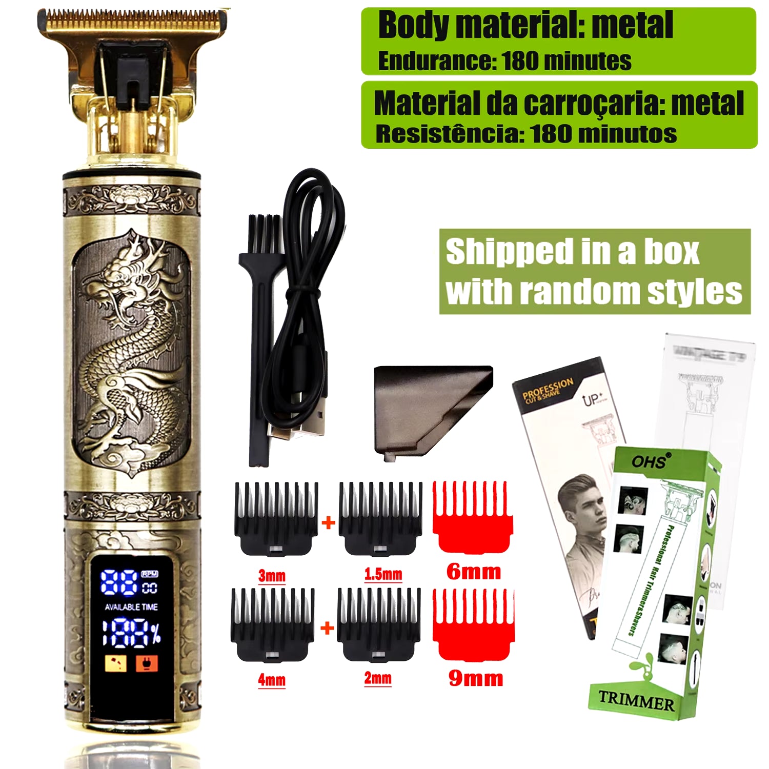 Rechargeable Vintage T9 Cordless Hair Cutting Machine Electric Shaver for Man Hair Clipper Barber Trimmer Beard Razors